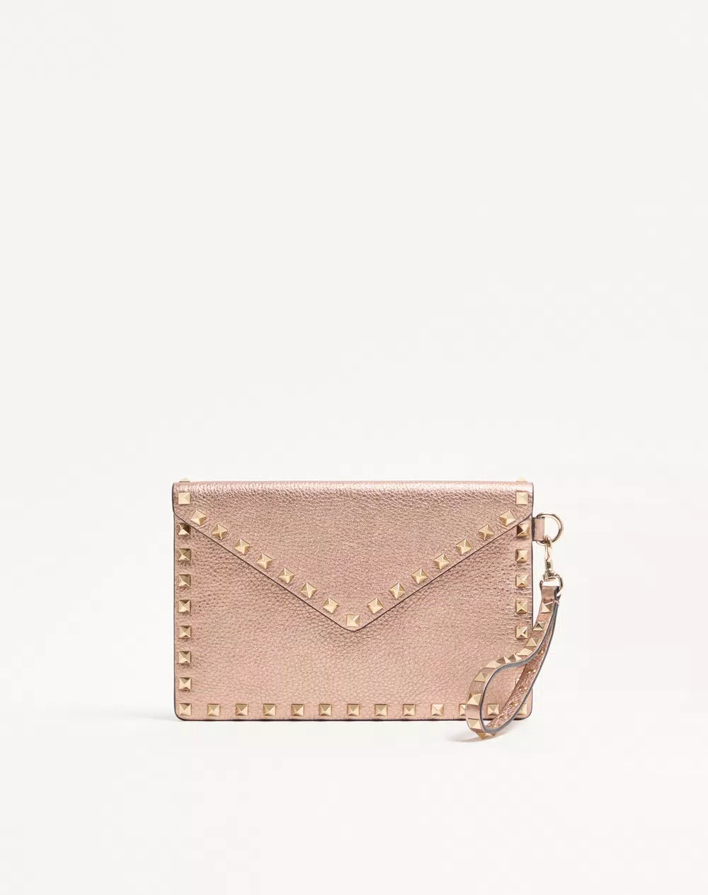 Rockstud Laminated Grainy Calfskin Clutch Bag