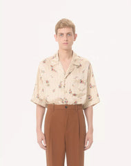 Valentino Silk Bowling Shirt With Papier Floral Print
