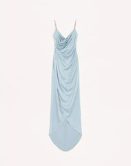 Long Dress In Embroidered Cady Satin