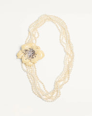 Valentino Fleur Lumineuse Necklace In Metal, Enamel, Pearls And Fabric