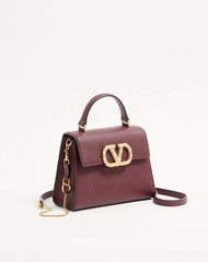 Valentino Garavani Vsling Small Handbag In Grainy Calfskin With Jewel Logo