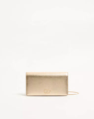VLogo Signature Mini Shoulder Bag In Laminated Grainy Calfskin With Jewel Logo