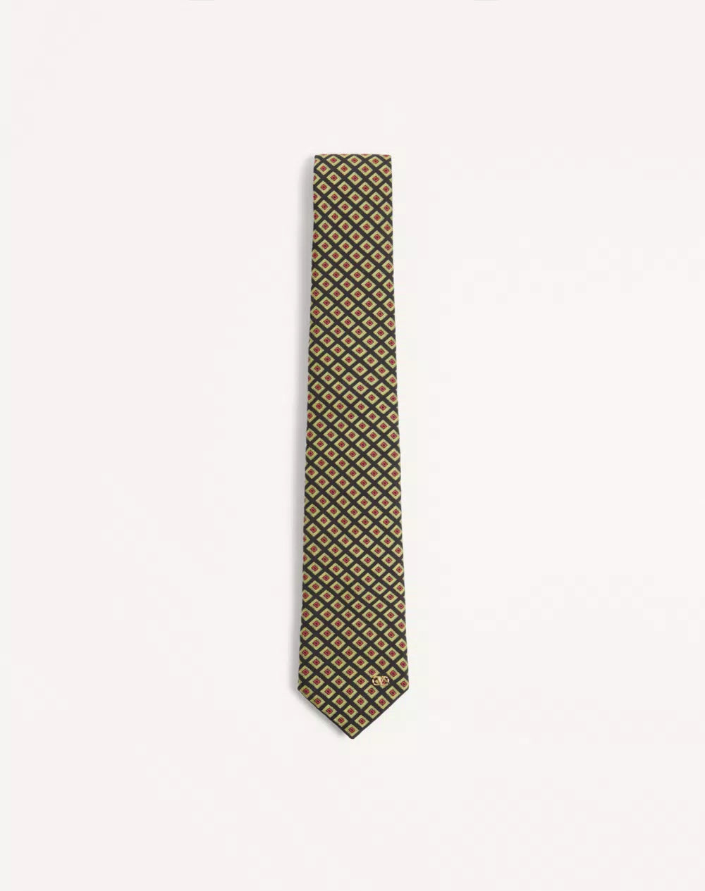 Valentie Cotton Jacquard Tie With Chamber Pattern And VLogo Signature Detail