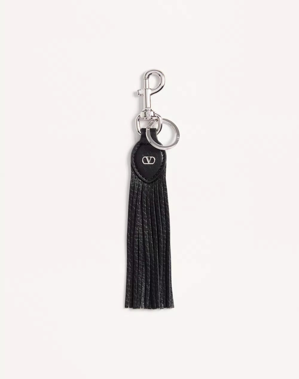 Valentino Garavani VLogo Signature Key Ring In Grainy Calfskin And Metal