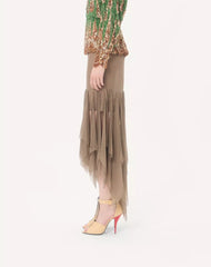 Asymmetrical Chiffon Midi Skirt