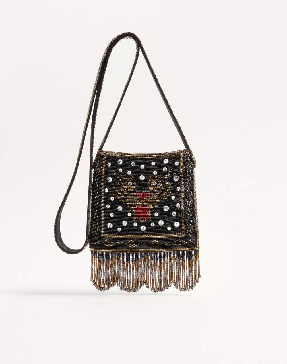 Valentino Garavani NellcÃ´te Small Embroidered Shoulder Bag With Fringes