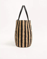 Valentino Garavani Striped Raffia Shopping Bag