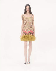 Short Shappe Silk Dress With Voyage Imaginaire Paisley