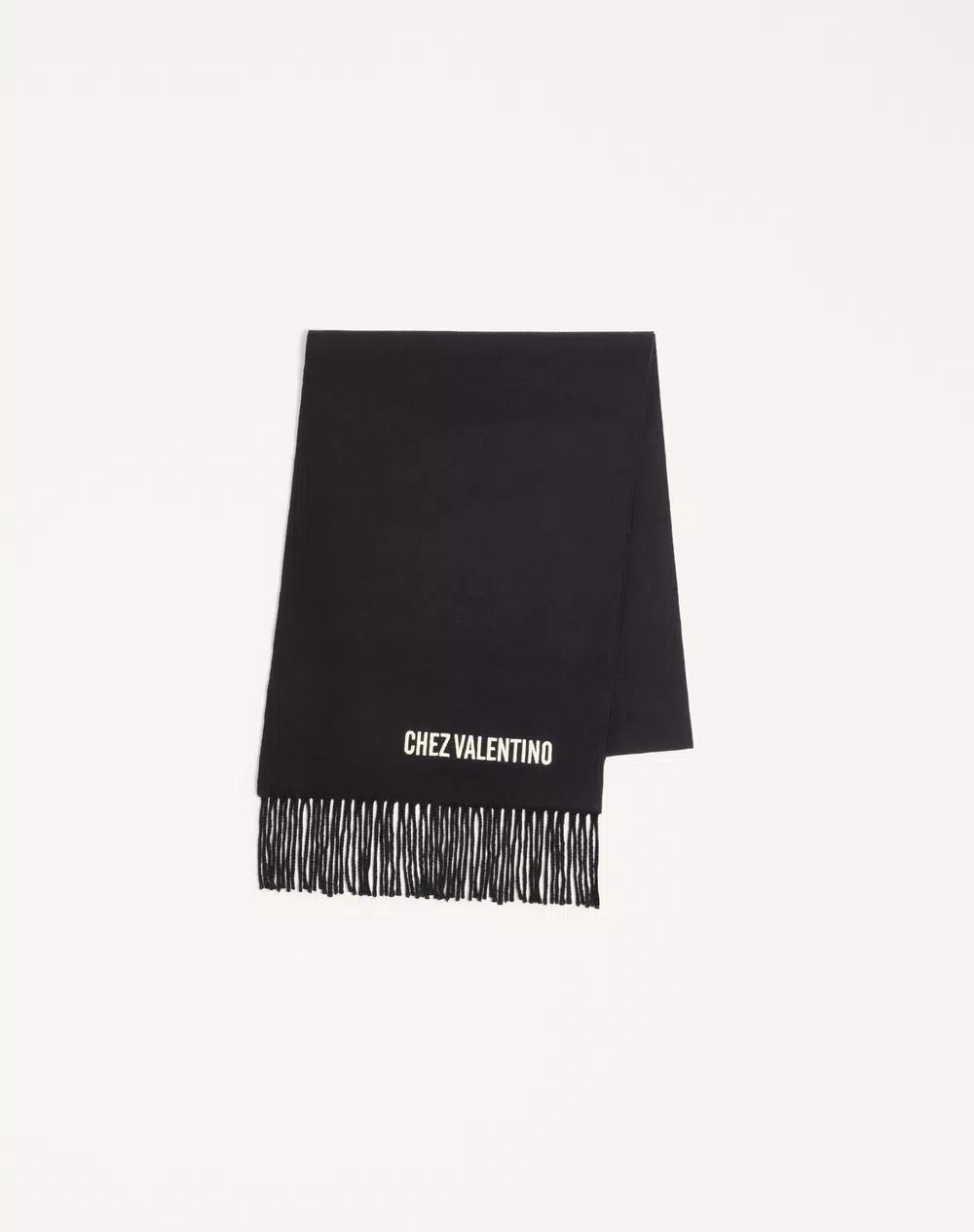 Valentino Wool Scarf With Chez Valentino Embroidery