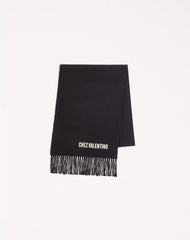 Valentino Wool Scarf With Chez Valentino Embroidery