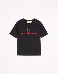 Valentino Cotton T-Shirt With Made In Valentino Print