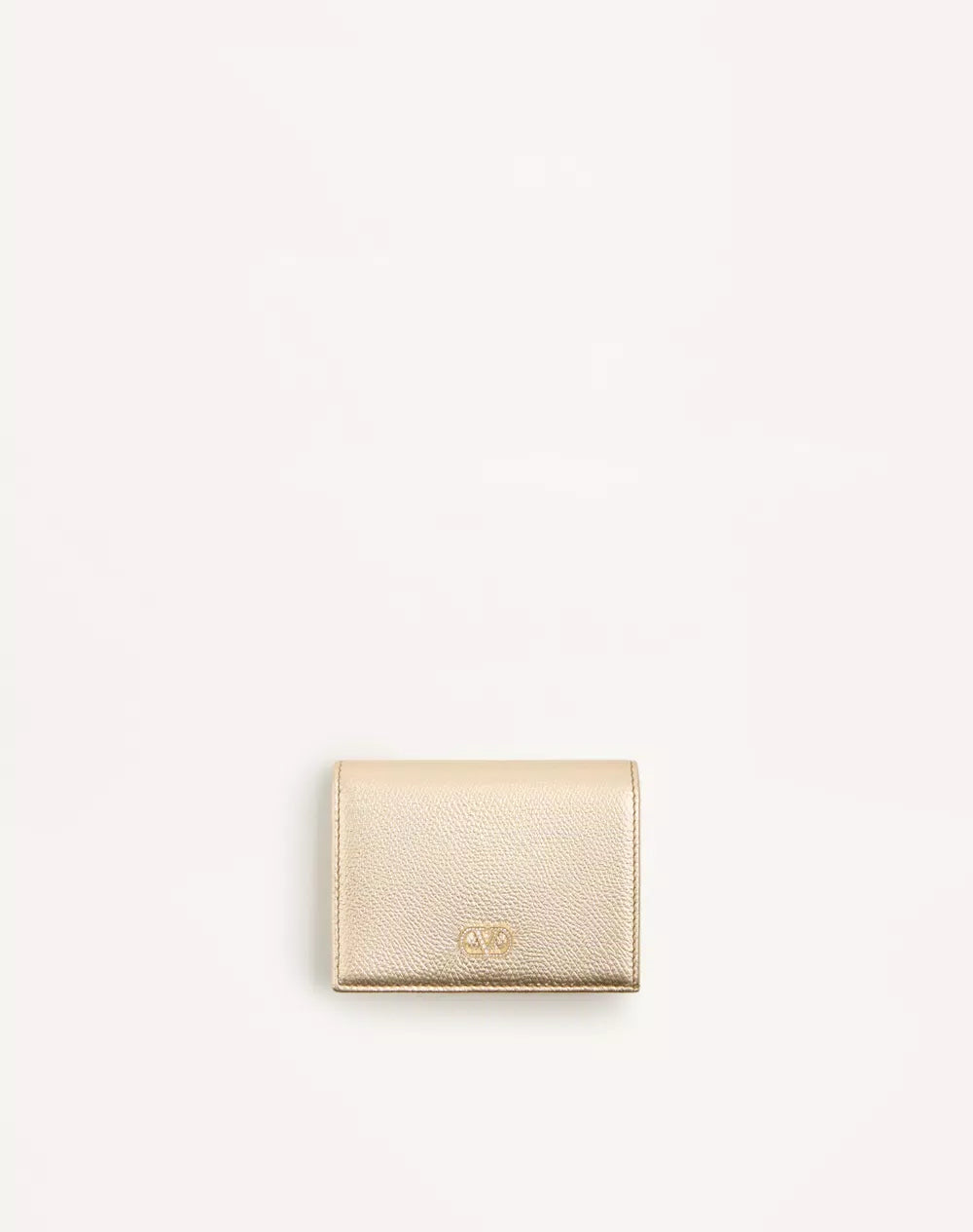 VLogo Signature Wallet In Laminated Grainy Calfskin With Jewel Logo