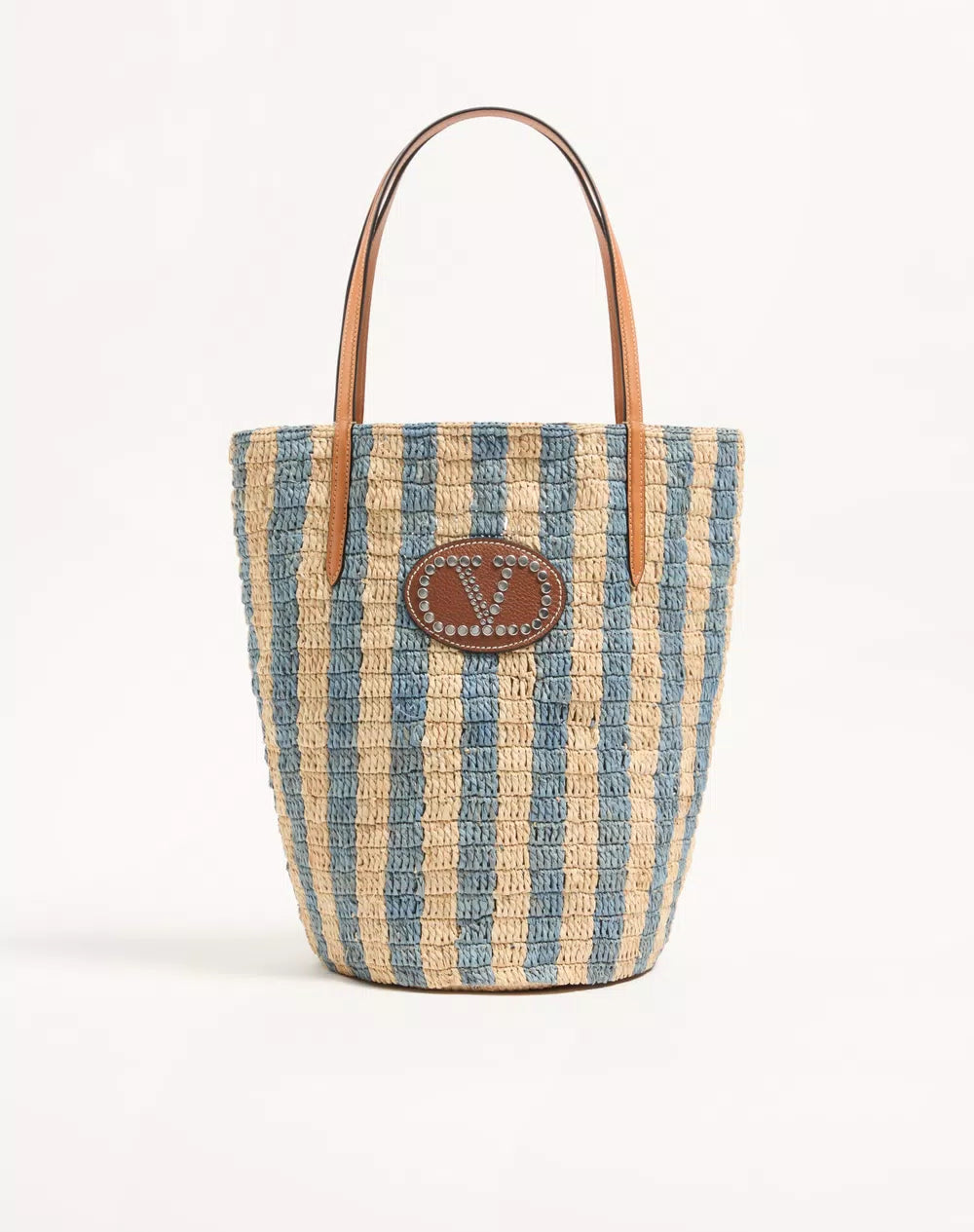 Valentino Garavani Striped Raffia Shopping Bag