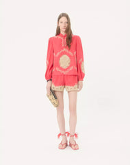 Embroidered Couture Linen Shorts