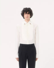 Valentino Cotton Poplin Shirt With Pleated Plastron And Embroidery On The Collar