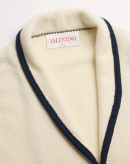 Single-Breasted Wool And Cotton Jacket With Torchon Piping