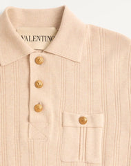 Long-Sleeved Ribbed Cotton Polo Shirt