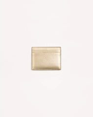 VLogo Signature Card Holder In Laminated Grainy Calfskin With Jewel Logo