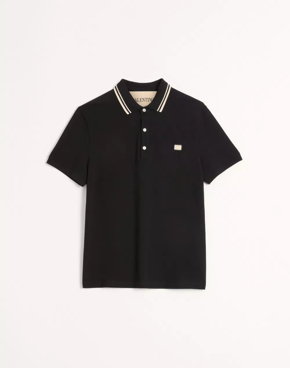 Cotton PiquÃ© Polo Shirt With VLogo Patch
