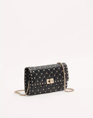 Rockstud Spike Nappa Leather Crossbody Clutch Bag