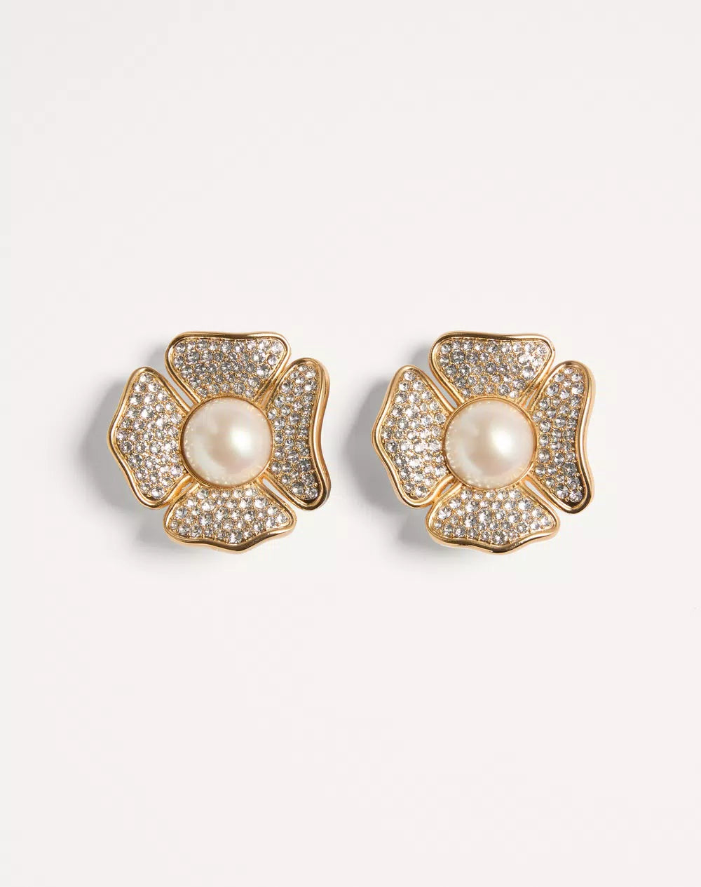 San Fin Metal Earrings With SwarovskiÂ® Crystals And Pearls