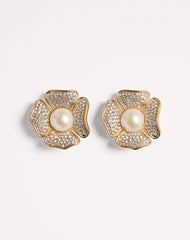 San Fin Metal Earrings With SwarovskiÂ® Crystals And Pearls