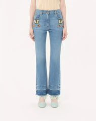 Embroidered Denim Trousers
