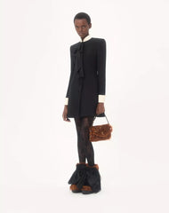 Valentino Garavani Devain Small Shoulder Bag In Lamb Fur With Rhinestones.