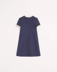 Embroidered Crepe Couture Short Dress