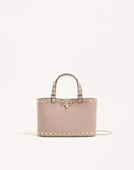 Rockstud Mini Shopping Bag In Grainy Calfskin