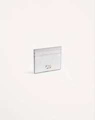 VLogo Signature Cardholder In Laminated Grainy Calfskin