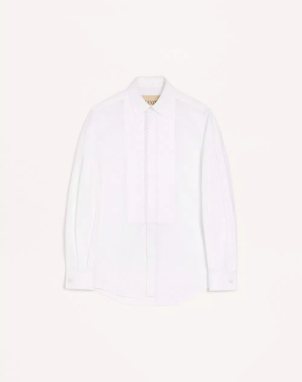 Valentino Cotton Poplin Shirt With Pleated Plastron And Lace Details