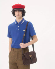 Cotton PiquÃ© Polo Shirt With VLogo Patch