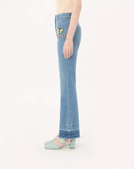 Embroidered Denim Trousers