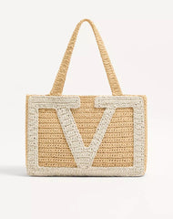 Valentino Garavani Viva Superstar Medium Shopping Bag In Raffia