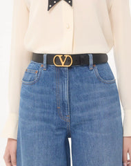 VLogo Signature Belt In Shiny Calfskin 30 Mm