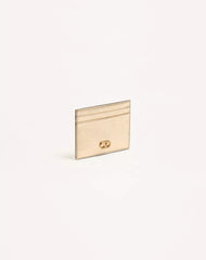 VLogo Signature Card Holder In Laminated Grainy Calfskin With Jewel Logo