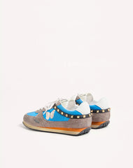 Stud Up Sneaker in Split Leather and Nylon with Butterfly Embroidery