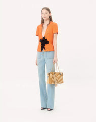 Valentino Garavani Panthea Medium Shoulder Bag In Ostrich And Nappa Leather With A Chevron Pattern