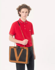 Cotton PiquÃ© Polo Shirt With VLogo Patch