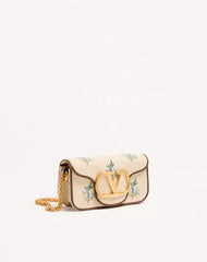 Valentino Garavani LocÃ² Small Linen Shoulder Bag With Embroidery