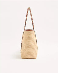 Valentino Garavani Rockstud Raffia Shopping Bag.