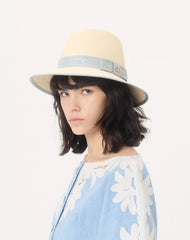 VLogo Signature Straw Hat With MoirÃ© Ribbon