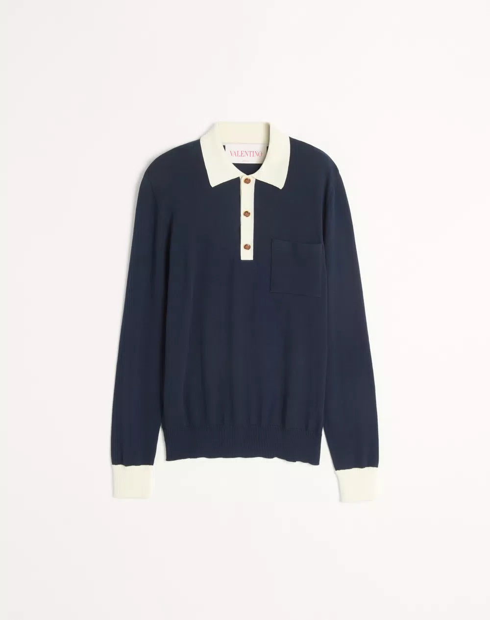 Long-Sleeved Cotton Polo Shirt