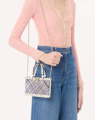 Valentino Garavani Rockstud Mini Shopping Bag In Woven Fabric.