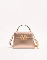 Valentino Garavani Vsling Mini Handbag In Laminated Grainy Calfskin With Jewel Logo