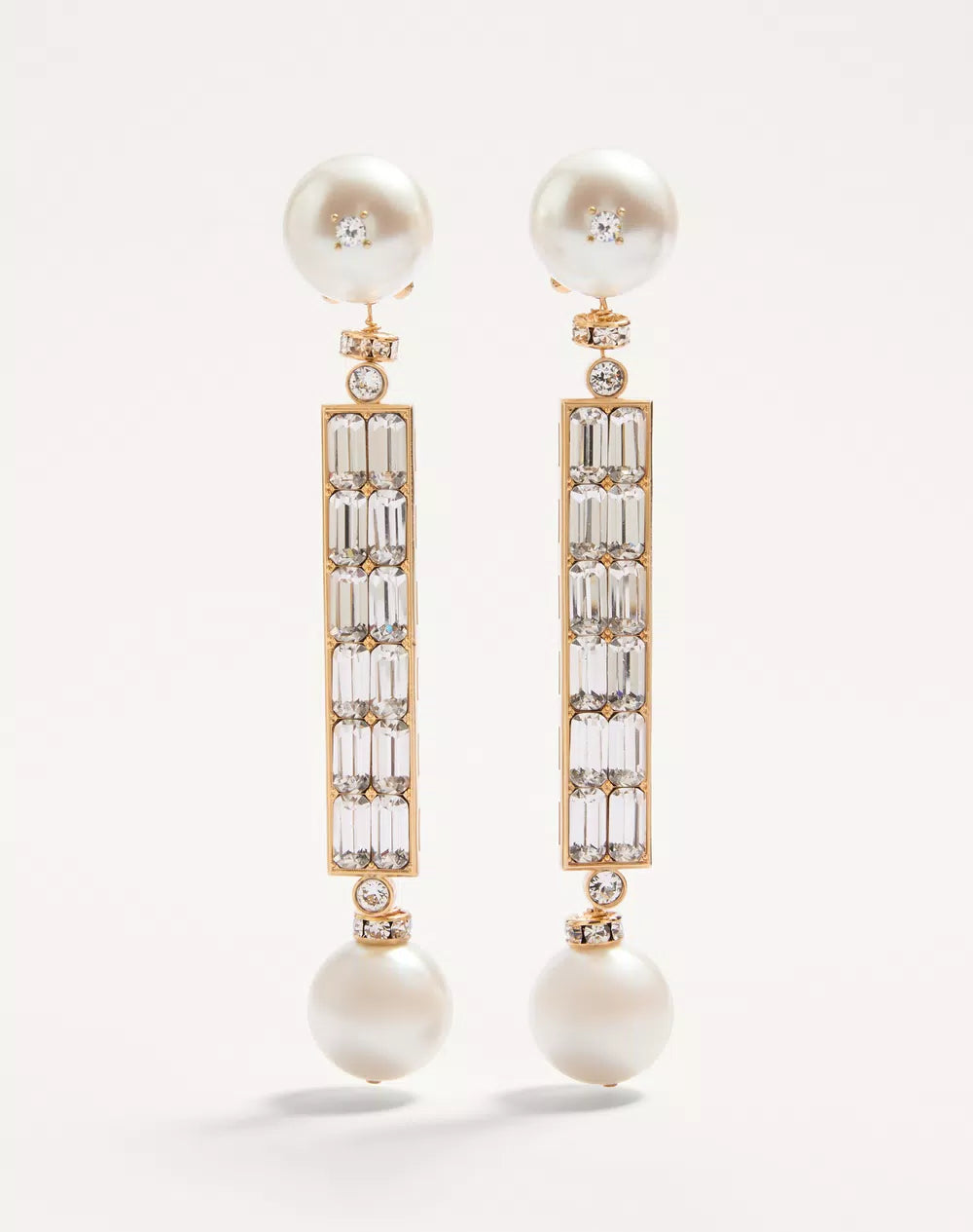San Fin Metal Earrings With SwarovskiÂ® Crystals And Pearls