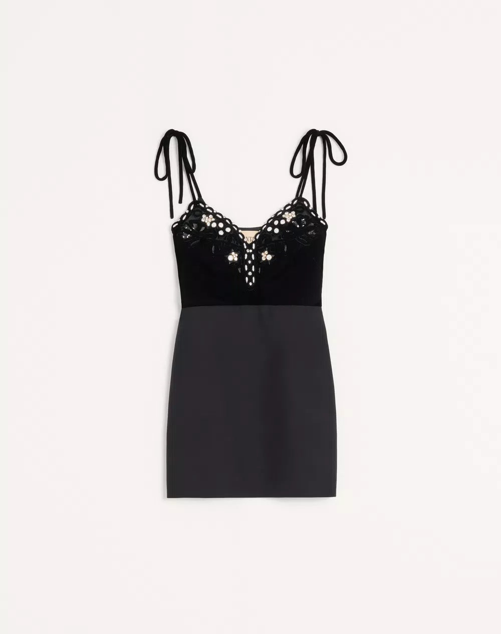 Embroidered Crepe Couture Short Dress
