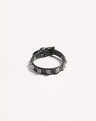 Rockstud Leather Bracelet With Ruthenium Studs