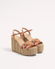 VLogo Signature Cherryfic Pattern Wedge Sandal 120Mm